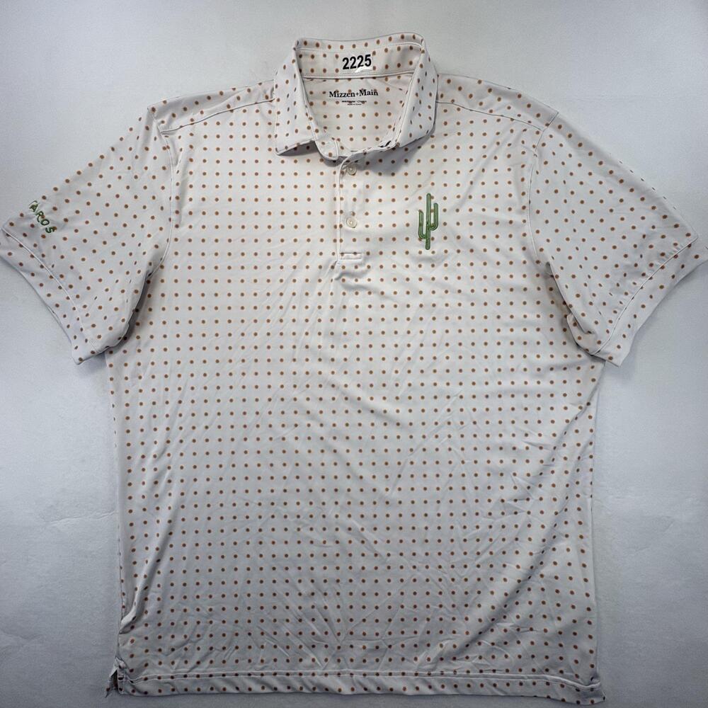 Mizzen+Main Versa Polo Mens M Saguaros Cactus White Orange Golf Arizona